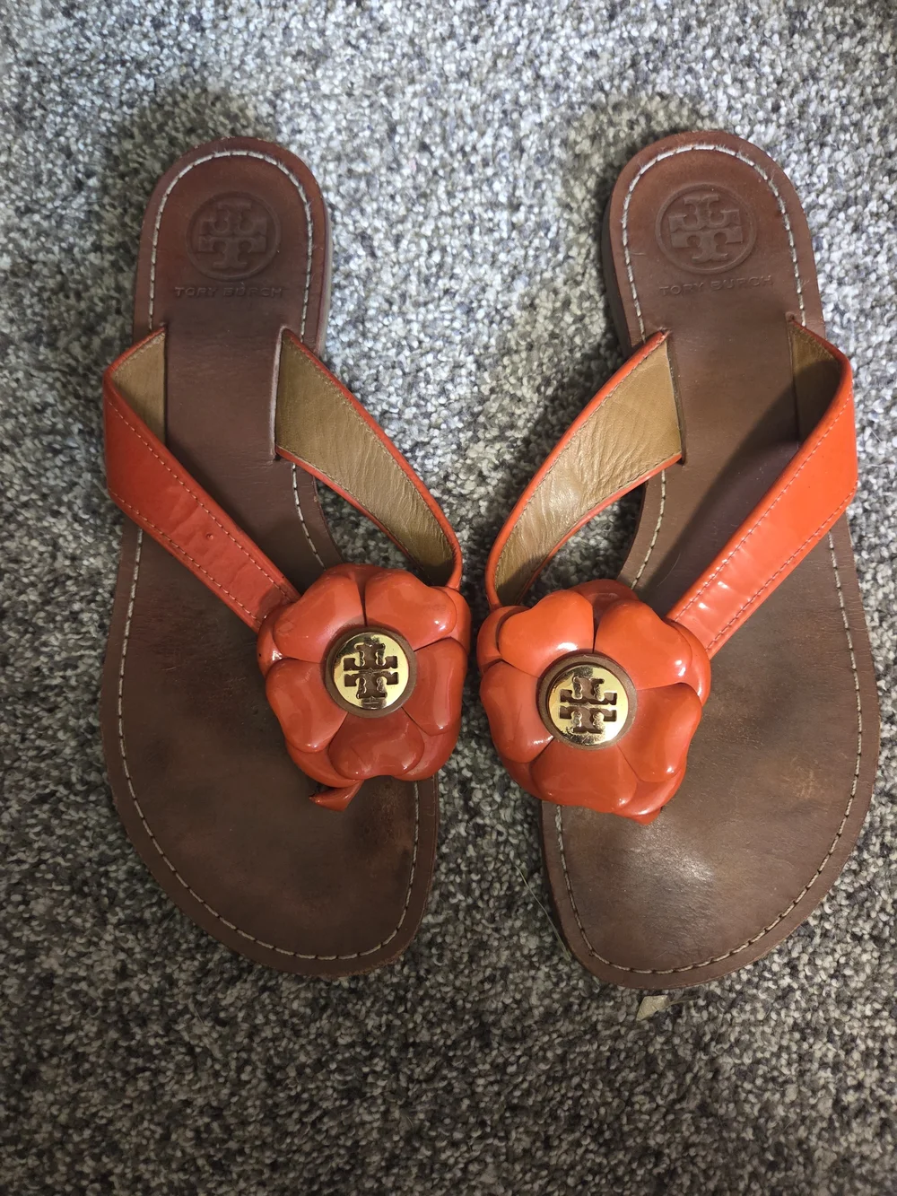 Tory Burch Orange Flower Miller Sandals